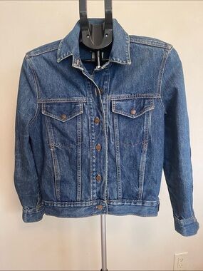 Vintage Calvin Klein Denim Trucker Jacket Made in USA Small 70s 80s cK Flag Logo